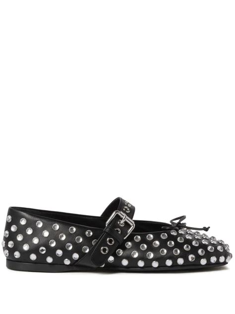 ballerine style miu miu|Miu Miu Studded Leather Ballerina Shoes .